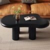 35.82" Black Cloud Coffee Table, Modern Coffee Table with 4 Sturdy Support Legs, Small Black Coffee Table, Round Edge, 2.67" Thick Tabletop,Easy Match for Living Room, Bedroom, Balcony,Patio