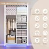 Modern 70in LED 2 Doors Armoires Wardrobe Closet&Cabinet with Hanging Rod,Bedroom Armoires with RGB LED 6000-color Lights,Wardrobe Clothes Organizer (White-2 Door Armoires)