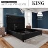 Bed Frame Queen Size Upholstered Platform Bed with 52.8'' Tall Sleigh Headboard, Button Tufted, No Box Spring Needed, Easy Assembly, Black