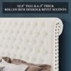 Bed Frame Queen Size Upholstered Platform Bed with 52.8'' Tall Sleigh Headboard, Button Tufted, No Box Spring Needed, Easy Assembly, Cream