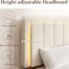 Adjustable Velvet Platform Queen Size Bed with LED Lights, Charging Station & Wooden Slats, Upholstered Bed Frame with Headboard, Noise-Free Mattress Foundation, No Box Spring Required