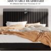 SHA CERLIN Full Upholstered Platform Bed Frame with Adjustable Headboard/Vertical Channel Tufted Velvet Fabric/Wooden Slats Support/Mattress Foundation/Box Spring Optional/Black
