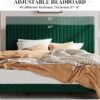 SHA CERLIN Queen Upholstered Platform Bed Frame with Vertical Channel Tufted Velvet Fabric Adjustable Headboard, Wooden Slats Support, Mattress Foundation, Box Spring Optional, Green