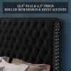 Bed Frame Queen Size Upholstered Platform Bed with 52.8'' Tall Sleigh Headboard, Button Tufted, No Box Spring Needed, Easy Assembly, Black