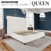 Bed Frame Queen Size Upholstered Platform Bed with 52.8'' Tall Sleigh Headboard, Button Tufted, No Box Spring Needed, Easy Assembly, Cream