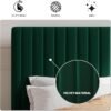 SHA CERLIN Queen Upholstered Platform Bed Frame with Vertical Channel Tufted Velvet Fabric Adjustable Headboard, Wooden Slats Support, Mattress Foundation, Box Spring Optional, Green
