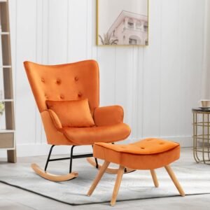 Artechworks Modern Velvet Rocking Chair Caramel