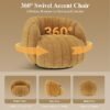 360° Swivel Accent Chair, Velvet Armchair with Lumbar Support, Modern Reading Chair for Living Room, Bedroom, or Office,Yellow,1pc