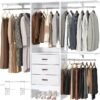 Armocity 5FT Small Closet System with 3 Fabric Drawers, 60'' Walk In Closet Organizer System With 3 Adjustable Shelves, Heavy Duty Clothes Rack Built-In Garment Rack, 59" L x 16" W x 71"H, White Oak