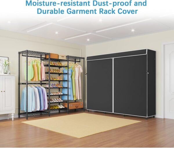 VIPEK S3C Heavy Duty Portable Closet with Adjustable Shoe Rack Black with Black Cover