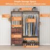 Clothes Rack with 5 Drawers & 4 Storage Shelves, 59.1W*70.9H Heavy Duty Clothing Rack with 2 Hanging Rods, Wardrobe Closet Organizer System with 5 Hooks, Freestanding Garment Rack (Rustic)