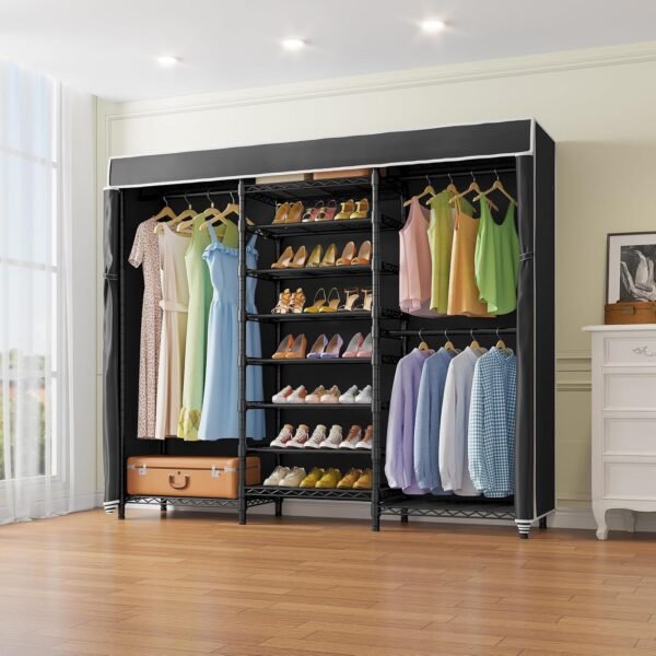 VIPEK S3C Heavy Duty Portable Closet with Adjustable Shoe Rack Black with Black Cover