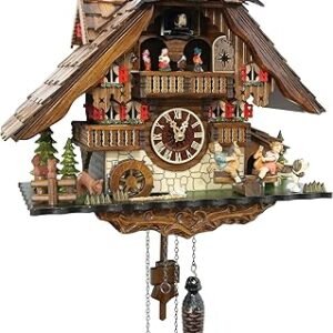 Cuckoo-Palace Large German Cuckoo Clock - The Seesaw Mill Chalet with Quartz Movement with Moving Seesaw - Black Forest Clock