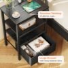 SUPERJARE Nightstand with Charging Station Black