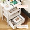 SUPERJARE Nightstand with Charging Station White