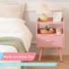 Yoobure Night Stand with Fabric Drawer Pink