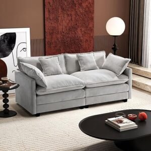 Ihanherry Cloud Sofa 77 Inch Loveseat, Modern Sectional Couch, 2-Seats Sofa for Living Room Bedroom and Apartment, Comfy Double Layer Upholstered Seat Cushion, Breathable Chenille Fabric, Grey