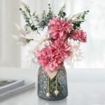 Leftover Faux Flowers in Vase,Artificial Flowers in Vase,Table Centerpieces for Dining Room,Flower Centerpieces for Tables,Fake Flowers with Vase,Kitchen Table Decor,Coffee Table Decor