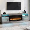 PUKAMI Fireplace TV Stand for TVs Up to 80" TV with 36" Electric Fireplace,Entertainment Center with Fireplace,TV Stand with Fireplace LED Light,Entertainment Stand,70inch