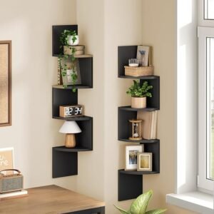 HOOBRO Set of 2 Floating Corner Shelves Black