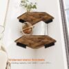 Homode Set of 4 Floating Corner Shelves with Cord Hole Rustic Brown