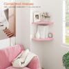 Homode Corner Wall Shelf with Cord Hole Pink