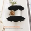 Homode Set of 2 Corner Floating Shelves with Wire Hole Black