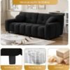 Boucle Cloud Sofa Couch, Comfy Deep Seat Sherpa Couch, 72.8" Upholstered Cozy Teddy 2 Seat Marshmallow Couch with 2 Pillows, Oversized Loveseat Sofa for Living Room, Apartment, Black