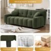 Boucle Cloud Sofa Couch, Comfy Deep Seat Sherpa Couch, 72.8" Overstuffed Cozy Teddy 2 Seat Marshmallow Couch with 2 Pillows, Oversized Loveseat Sofa for Living Room, Emerald Green