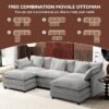 Ihanherry 111.4" U Shaped Modern Cloud Sofa Modular Sectional Couch with 2 Ottoman, 5-Seat Chenille Deep Seat Sofa with Pillow for Living Room, Bedroom and Apartment, Grey
