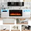 oneinmil Fireplace TV Stand with 36" Electric Fireplace, LED Light Entertainment Center with Modern Wood Texture, Highlight Storage Cabinet for TVs Up to 90", 79 inches, White