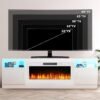 PUKAMI Fireplace TV Stand for TVs Up to 80" TV with 36" Electric Fireplace,Entertainment Center with Fireplace,TV Stand with Fireplace LED Light,Entertainment Stand (White and White, 70inch)