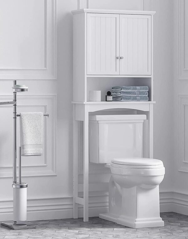 UTEX Over The Toilet Storage Cabinet, Bathroom Above Toilet Cabinet Organizer with Adjustable Shelves, White